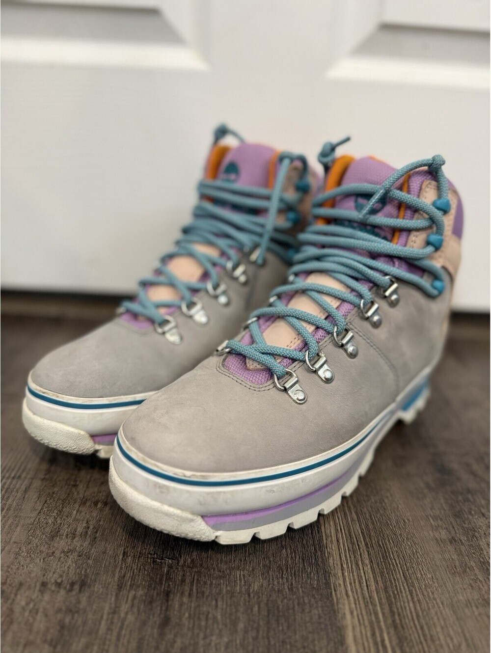 Timberland Euro Hiker Waterproof Boots Retro Gray Purple Blue Womens Size 10